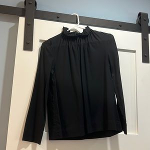 COS black turtleneck with ruffle top detail cotton blouse size S